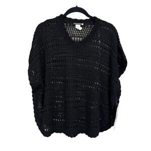 Sweaterworks Crochet Sweater Black L NWT